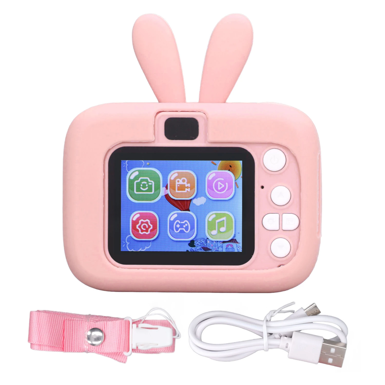 Kids Camera Digital 20MP Child Selfie Toy Toddler Christmas Birthday Gift Rabbit Shape 2in Pink