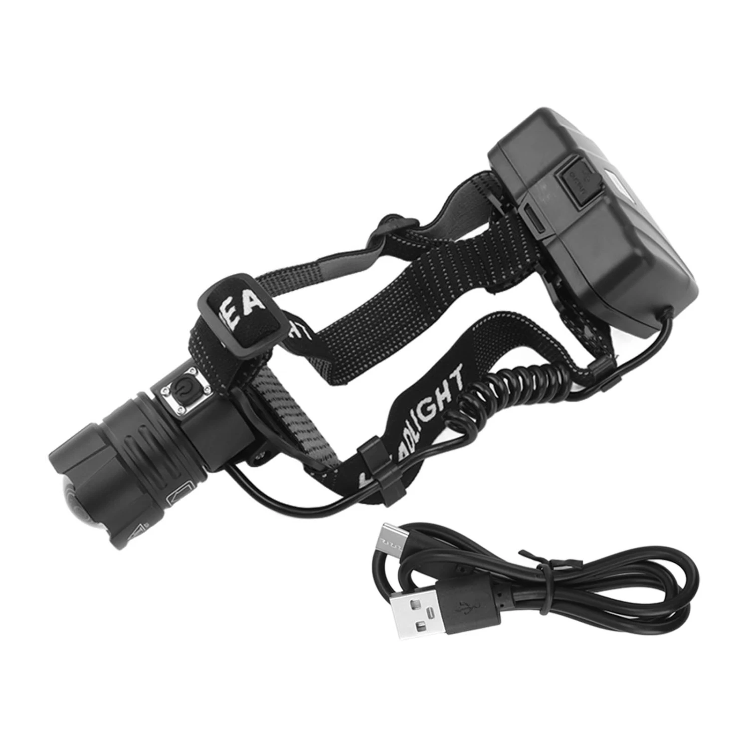 LED Rechargeable Headlamp 3 Modes 90 Degree Adjustable 90000 LM Rechargeable Zoom Headlamp for Outdoor Camping Running
