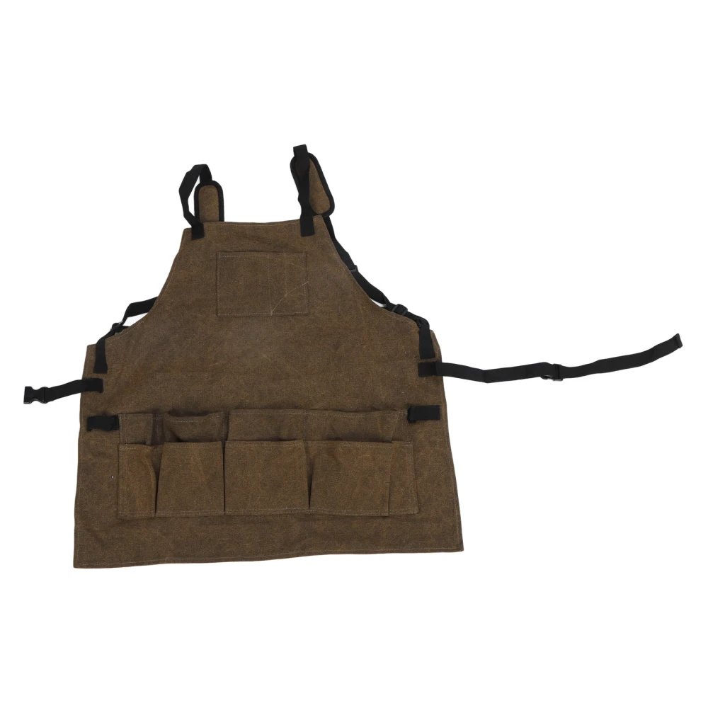 Gardening Canvas Apron Practical Strap Bib Apron 11 Pockets Multifunctional Apron for Home Garden Coffee Shop