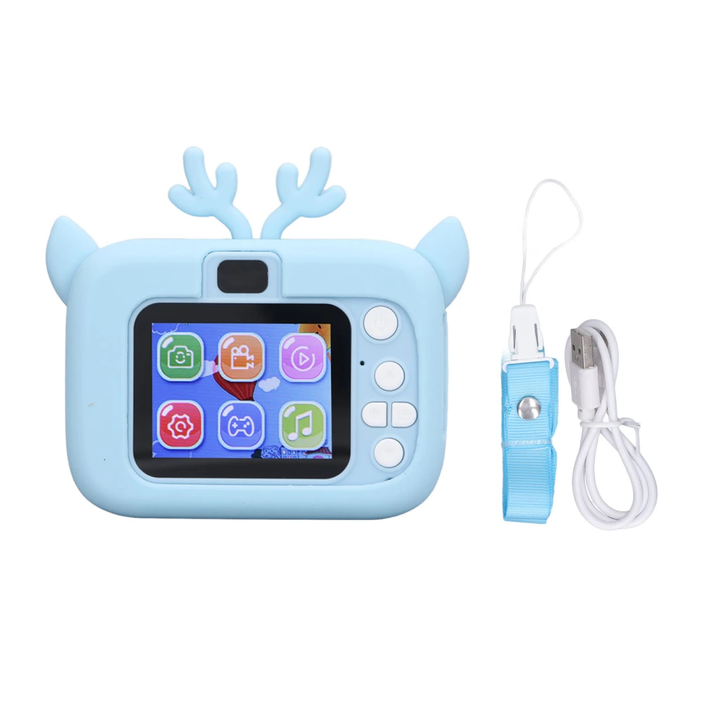 2in Children Camera 20MP HD Video Photograph Kids Digital Camera Built in Battery USB Charging Blue White