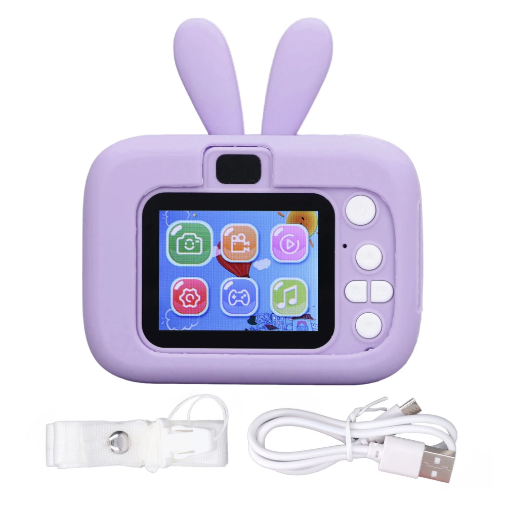 Kids Camera Digital 20MP Child Selfie Toy Toddler Christmas Birthday Gift Rabbit Shape 2in Purple