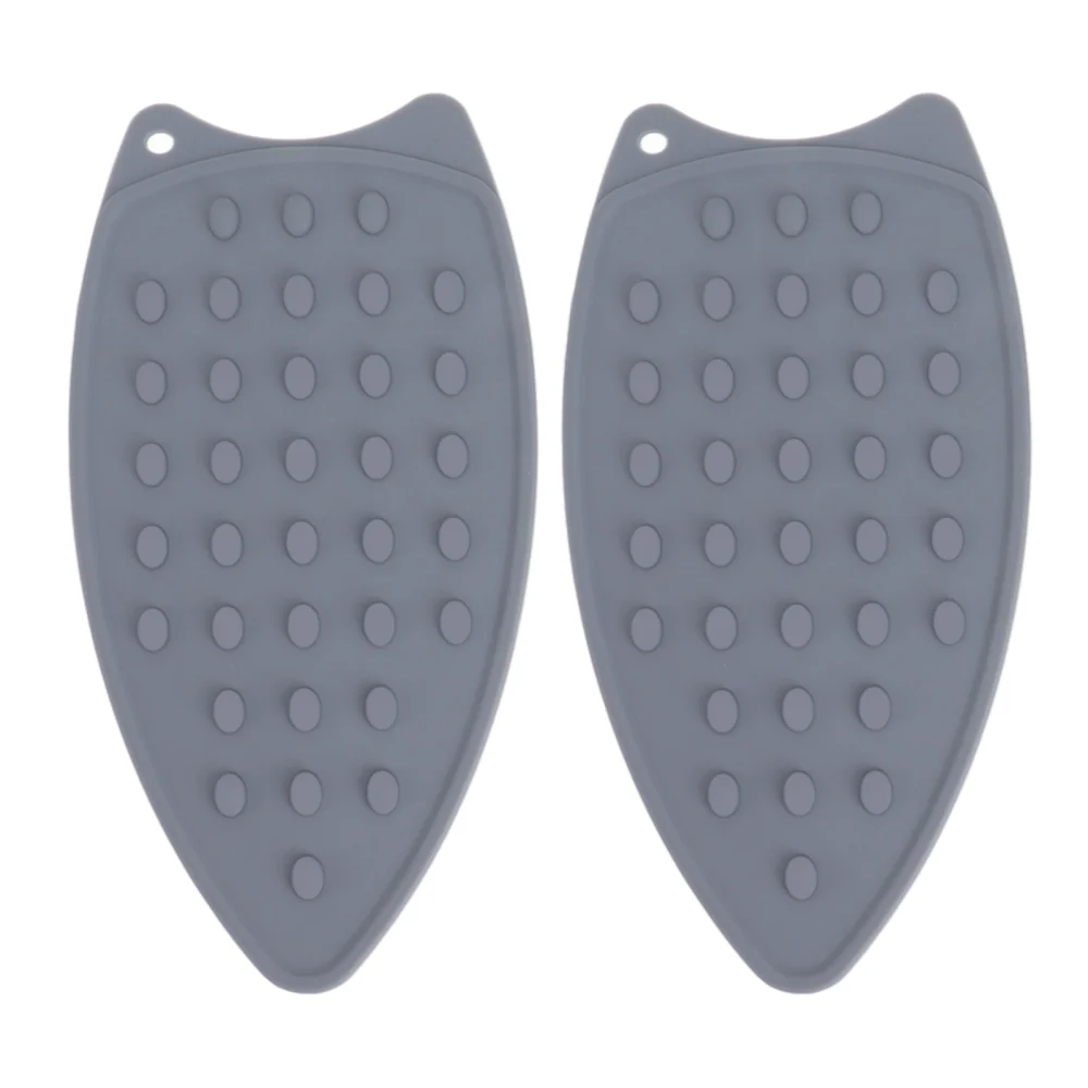 2Pcs Silicone Iron Rest Pad Durable Impact Resistant Heat Resistant Iron Mat for Ironing Boards Irons Gray