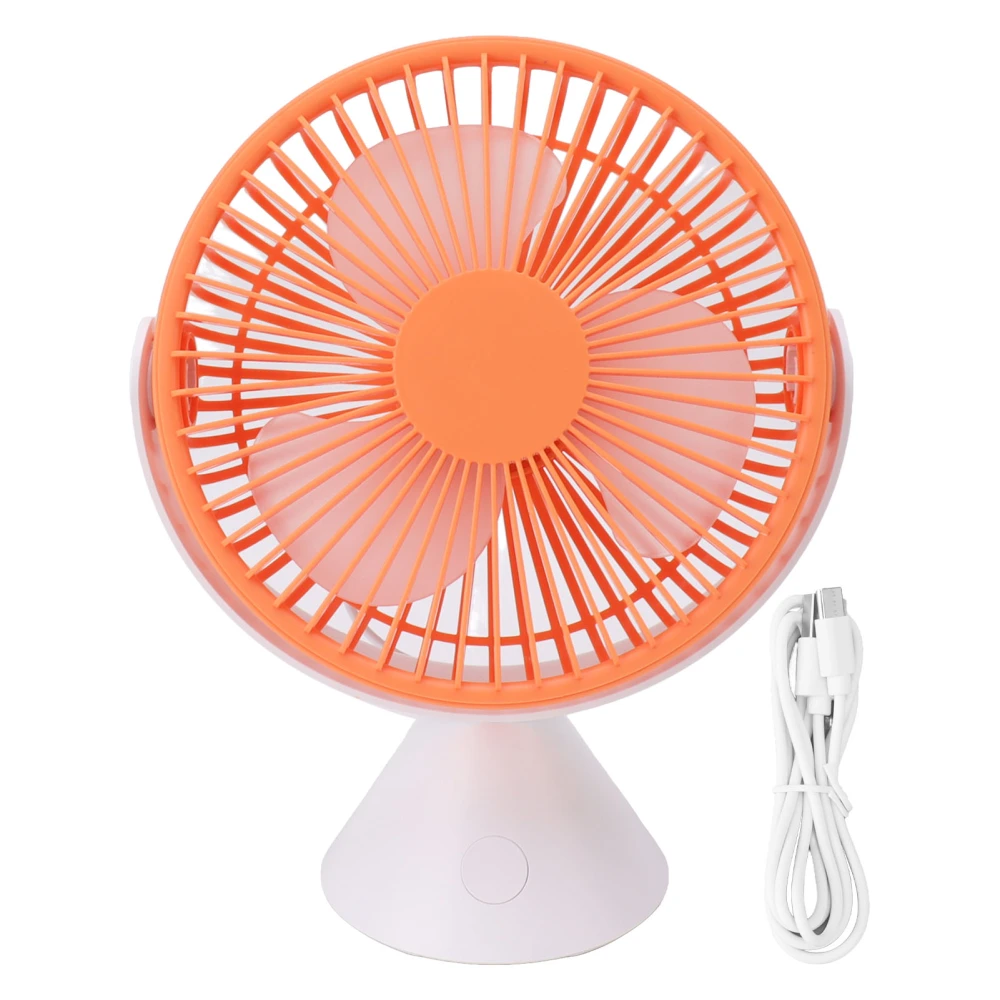 Mini Desk Fan with Hook USB Rechargeable 3 Speeds Wind Quiet 360° Rotation for Home Dorm Bedrooms Office Camping Orange