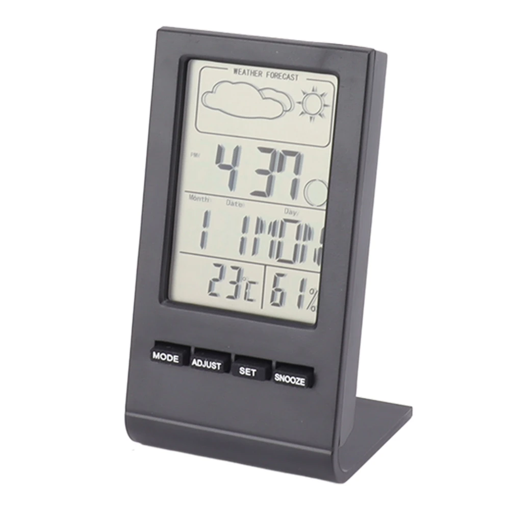 LCD Screen Digital Hygrometer Indoor Thermometer Humidity Gauge Temperature Humidity Monitor Alarm Function Weather Display Black