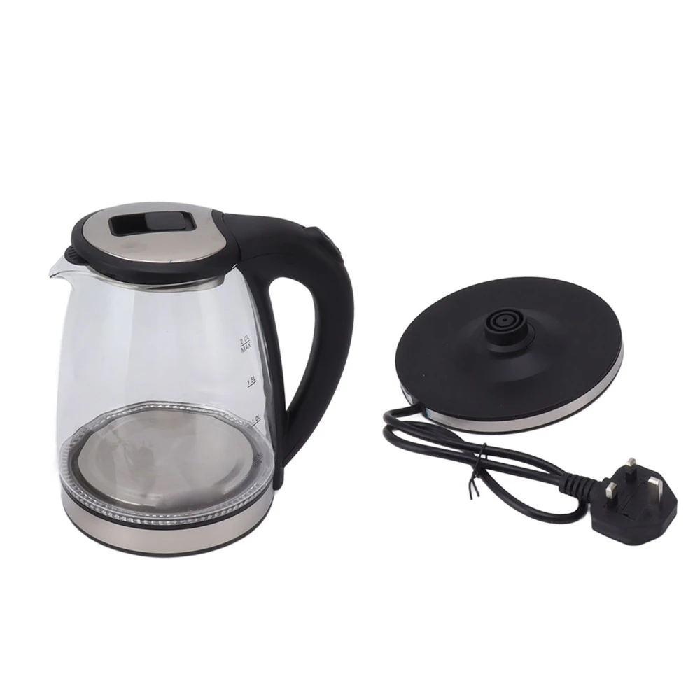 Electric Kettle 2L 2000W Electric Teapot Hot Water Boiler Glass Coffee Pot with Stainless Steel Rim UK Plug 220V