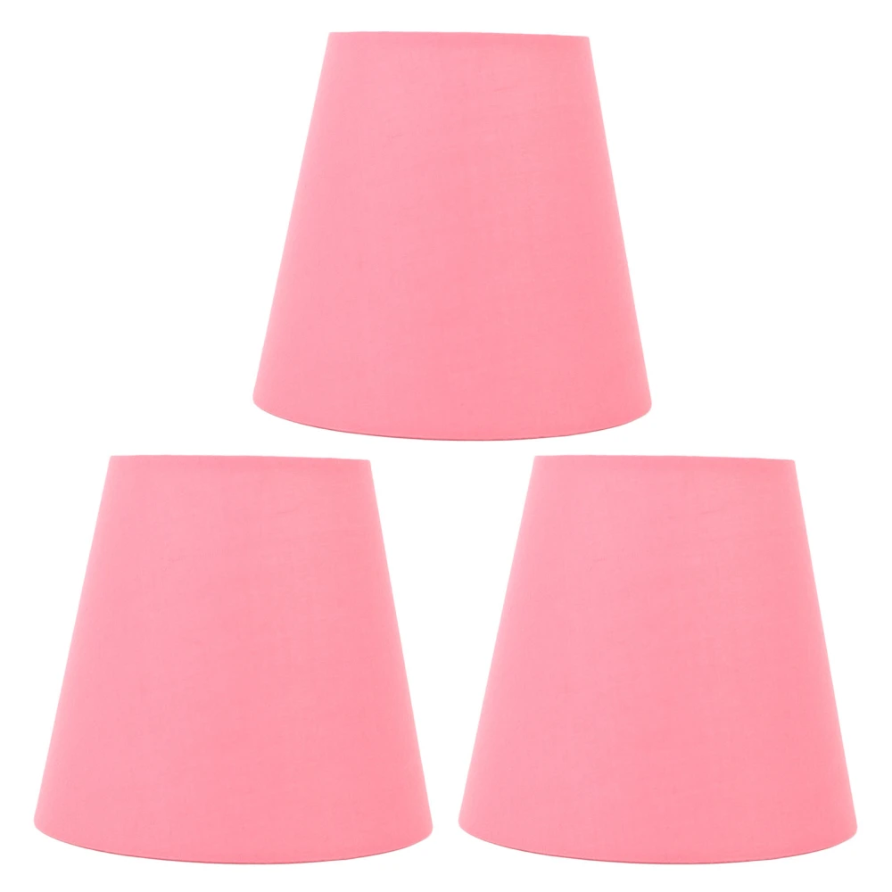 3pcs Cloth Fabric Lampshade Innovative E14 Intervention Type Modern Fabric Lampshade Dust Cover for Bedroom Bedside Pink