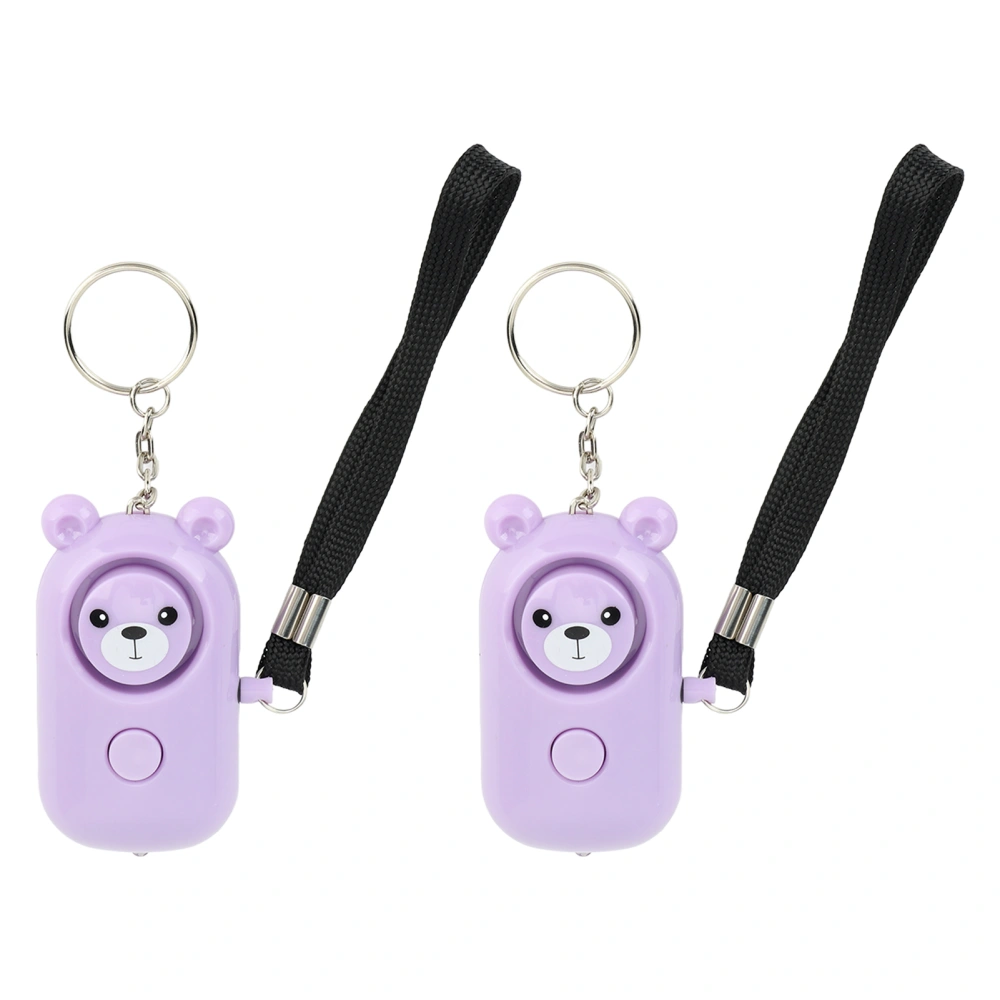 2PCS Safety Alarm Bear Style Emergency Alarms Keychain Protection Devices for Women Girls Kids Elderly Purple and Purple