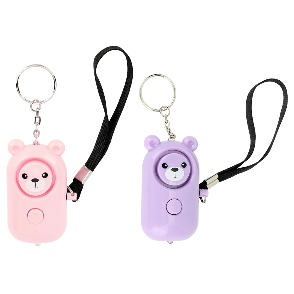 2PCS Safety Alarm Bear Style Emergency Alarms Keychain Protection Devices for Women Girls Kids Elderly Pink and Purple