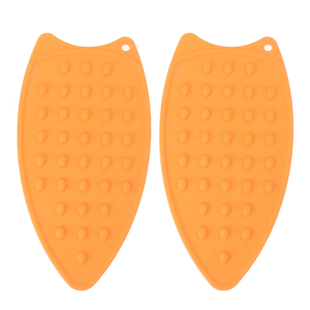 2Pcs Silicone Iron Rest Pad Durable Impact Resistant Heat Resistant Iron Mat for Ironing Boards Irons Orange