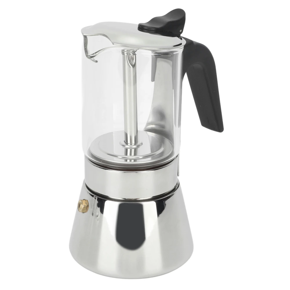 Coffee Moka Pot Visible Body Greca Coffee Maker Stainless Steel Stove Top Coffee Maker Moka Pot for Home Coffee Shop Office 240ml