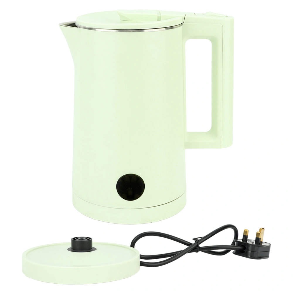 Electric Kettle 2000W Double Layer 304 Stainless Steel 2L Cordless Water Boiler Heater with Auto Shutoff and Boil Dry Protection UK Plug 220V Green