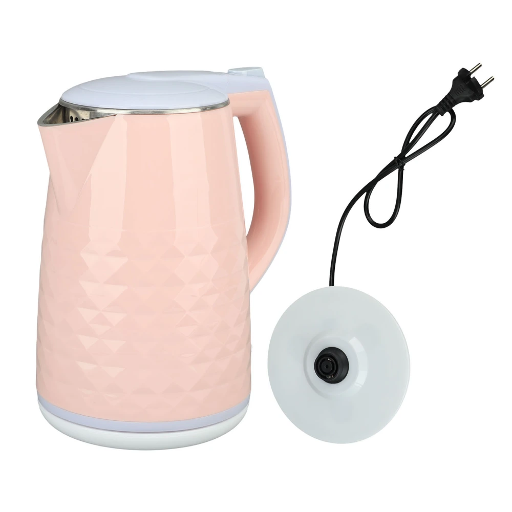 Electric Tea Kettle 2000W Double Stainless Steel 2L Water Boiler Heater with Auto Shutoff and Boil Dry Protection EU Plug 220V Pink