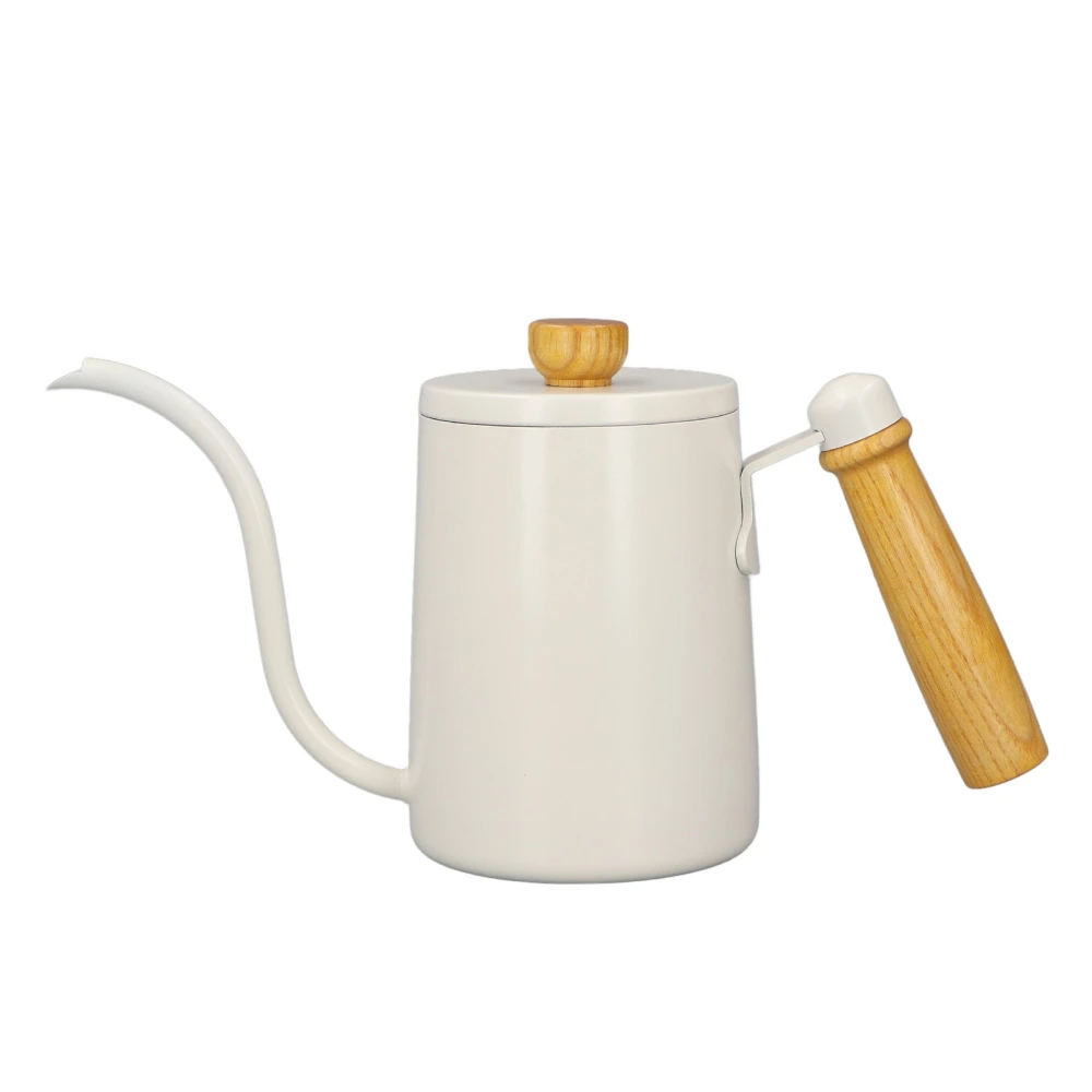 600ml 20oz Pour Over Coffee Kettle Pour Over Kettle Gooseneck Spout Coffee Tea Pot with Wood Handle White