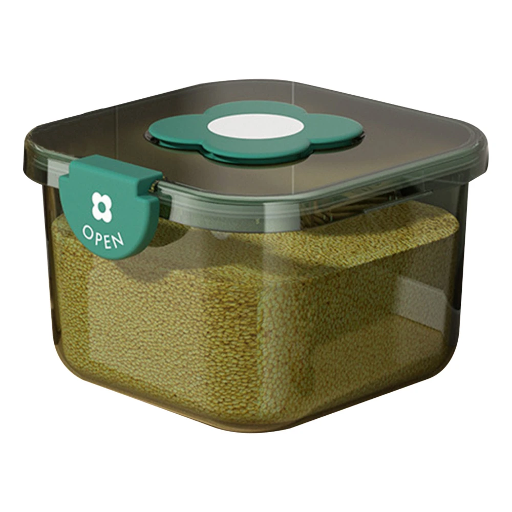 Rice Container Airtight Grain Food Storage Box Transparent with Cover for Home Kitchen Transparent Green 5kg / 11.02lb