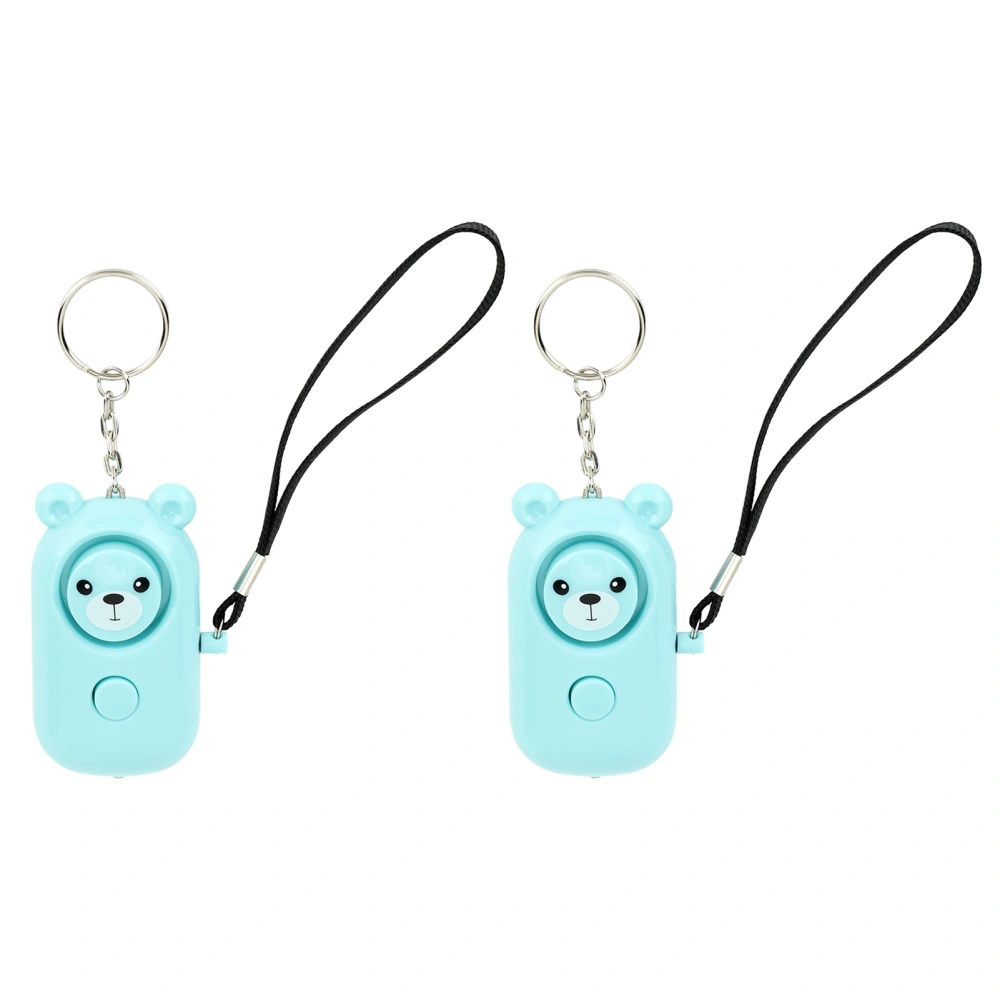 2PCS Safety Alarm Bear Style Emergency Alarms Keychain Protection Devices for Women Girls Kids Elderly Cyan and Cyan