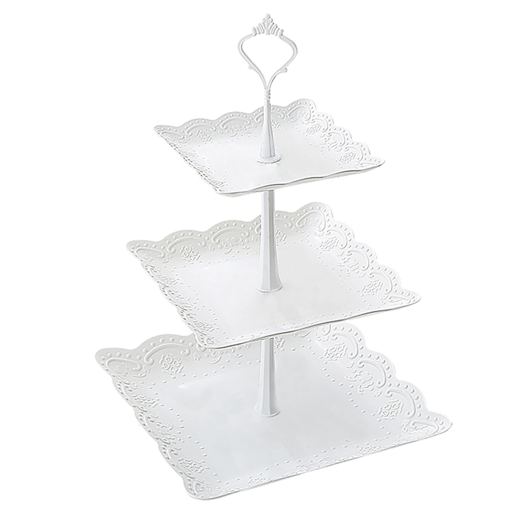 White Plastic 3 Tier Serving Tray 3 Tiers Dessert Cakecup Stand 3 Layer Fruit Tray Square