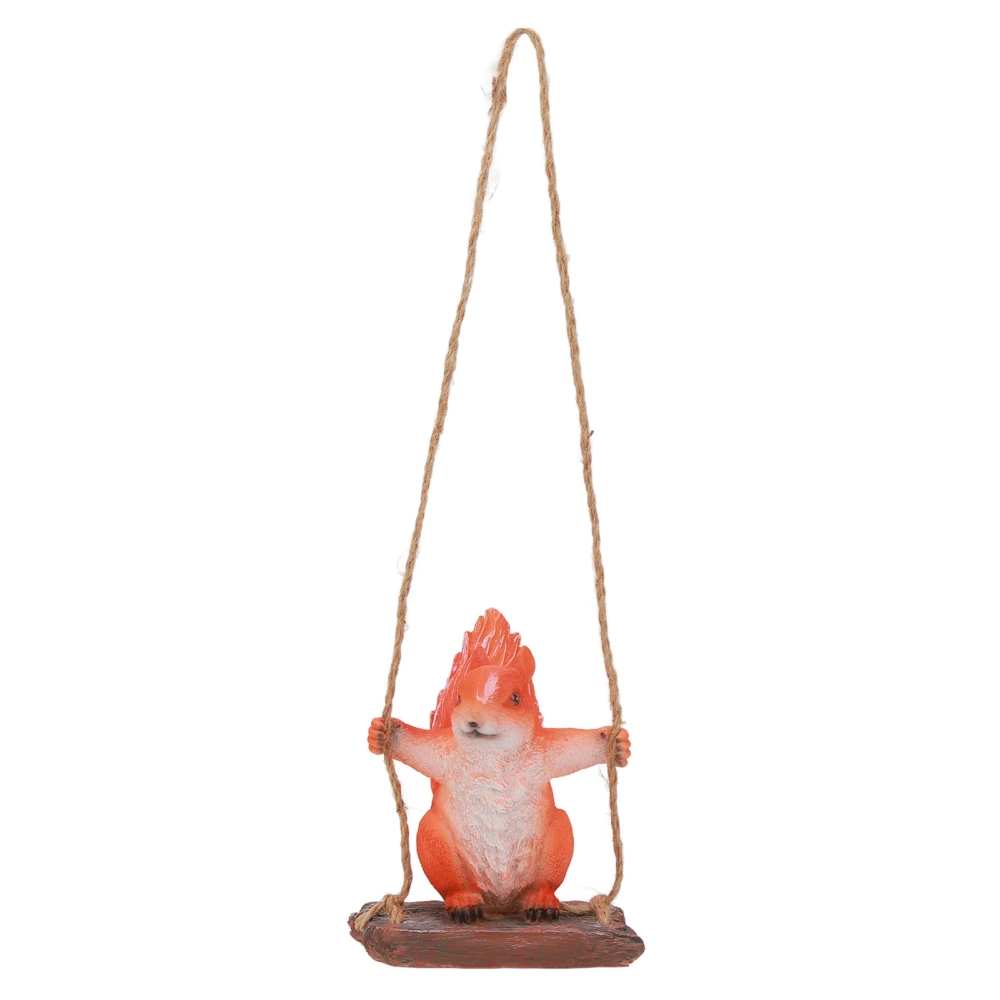 Hanging Squirrel Statues Garden Decor Cute Swing Squirrel Sculpture Outdoor Patio Ornament Animal Resin Figurine Red Brown