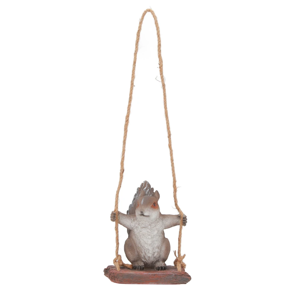 Hanging Squirrel Statues Garden Decor Cute Swing Squirrel Sculpture Outdoor Patio Ornament Animal Resin Figurine Grey Brown