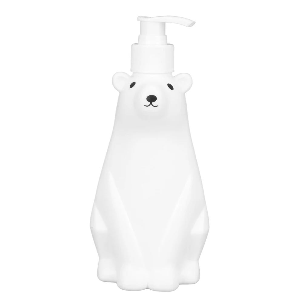 Shampoo Dispenser White Bear Style Pump Type Durable PP PE Widely Used Shower Bottles for Bathroom Washroom Toilet M(11.6x3.0in)