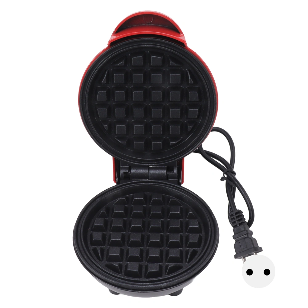 Mini Waffle Maker Stick Proof Double Sided Round Multifunctional Breakfast Machine for Toast Sandwich BRA Round Plug 110V Red