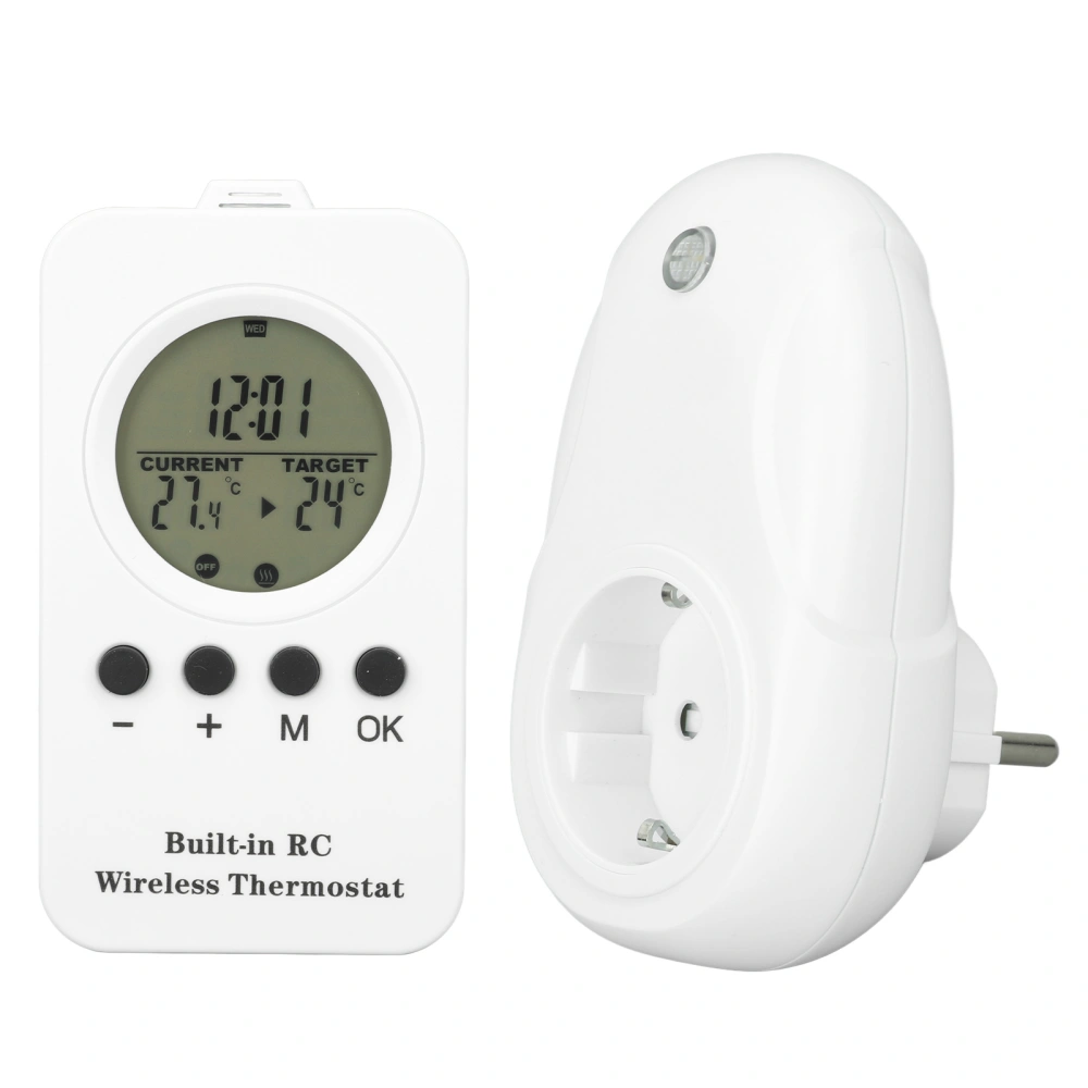 Wireless Plug in Thermostat LCD Remote Control Digital Display Temperature Controller with Temp Sensor EU Plug 220V