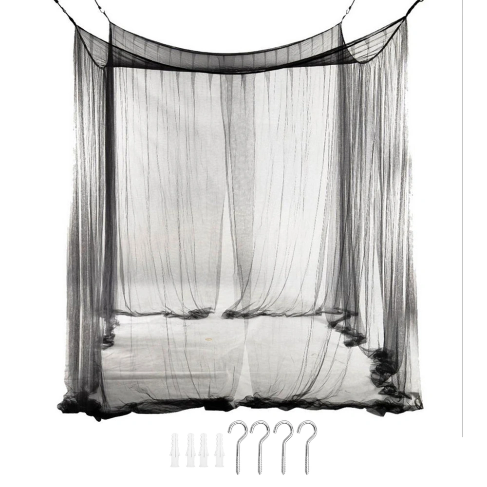 Bug Bed Net Black Light Weight Bed Net Exquisite 4 Corners Bed Canopy Net for Indoors Outdoors