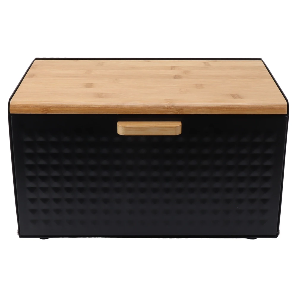 Wooden Bread Box Natural Vintage Heavy Duty Large Capacity Bread Storage Bin for Kitchen Countertop Black