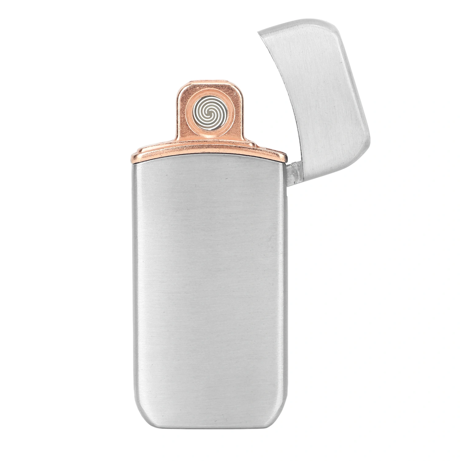 Electric Lighter Outdoor Windproof Flameless USB Dual Sided Rechargeable Key Lighter Silver