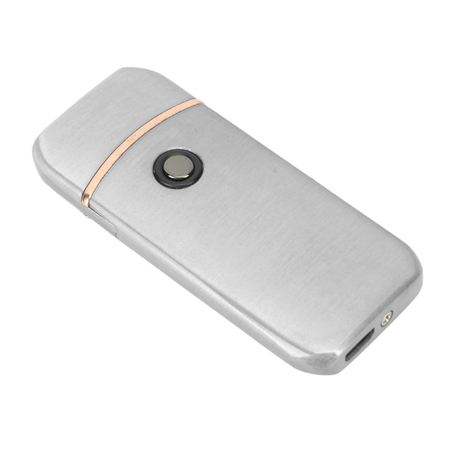 Electric Lighter Outdoor Windproof Flameless USB Dual Sided Rechargeable Key Lighter Silver