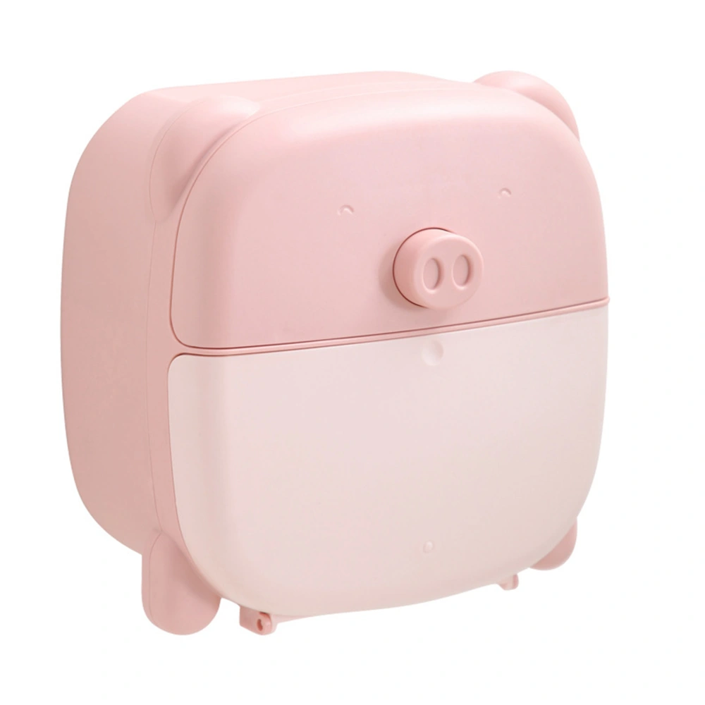 Wall Mounted Tissue Box Cartoon Large Space Cute Lovely Tissue Paper Holder Case for Bathroom Pink Pig