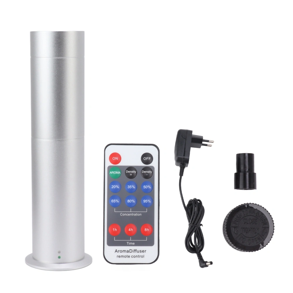 Intelligent Aromatherapy Machine 120ml 100‑240V Remote Control Cylindrical Aromatherapy Machine for Home Hotel Silver EU Plug