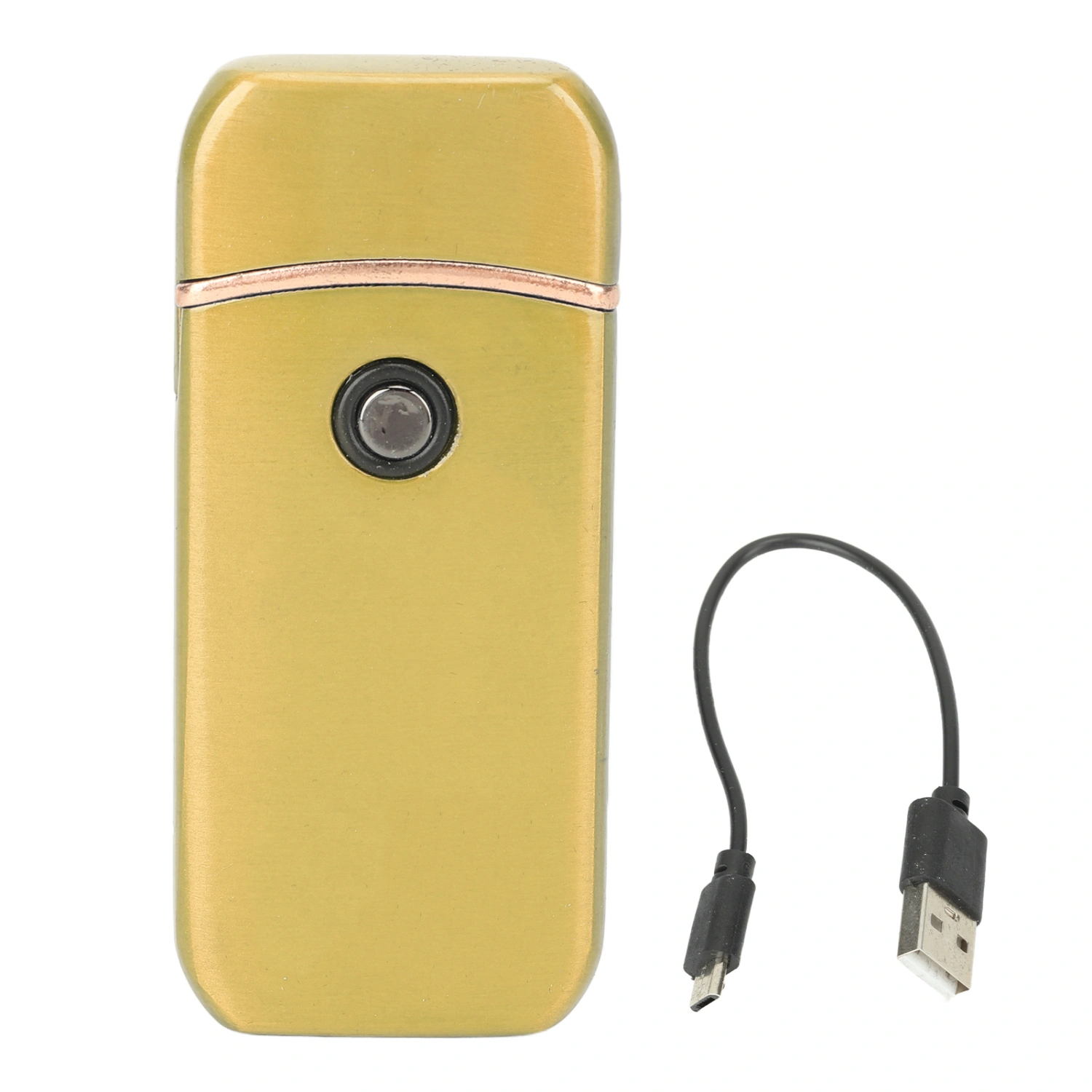 Electric Lighter Outdoor Windproof Flameless USB Dual Sided Rechargeable Key Lighter Gold