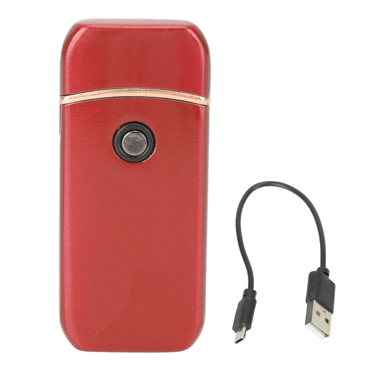 Electric Lighter Outdoor Windproof Flameless USB Dual Sided Rechargeable Key Lighter Red