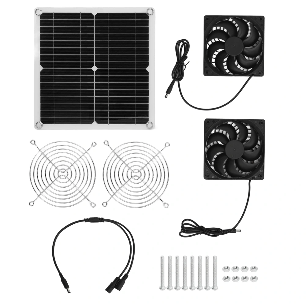 Solar Panel Fan Kit 20W High Conversion Rate Light Portable Solar Panel with 2 Exhaust Fans for RV Dog House