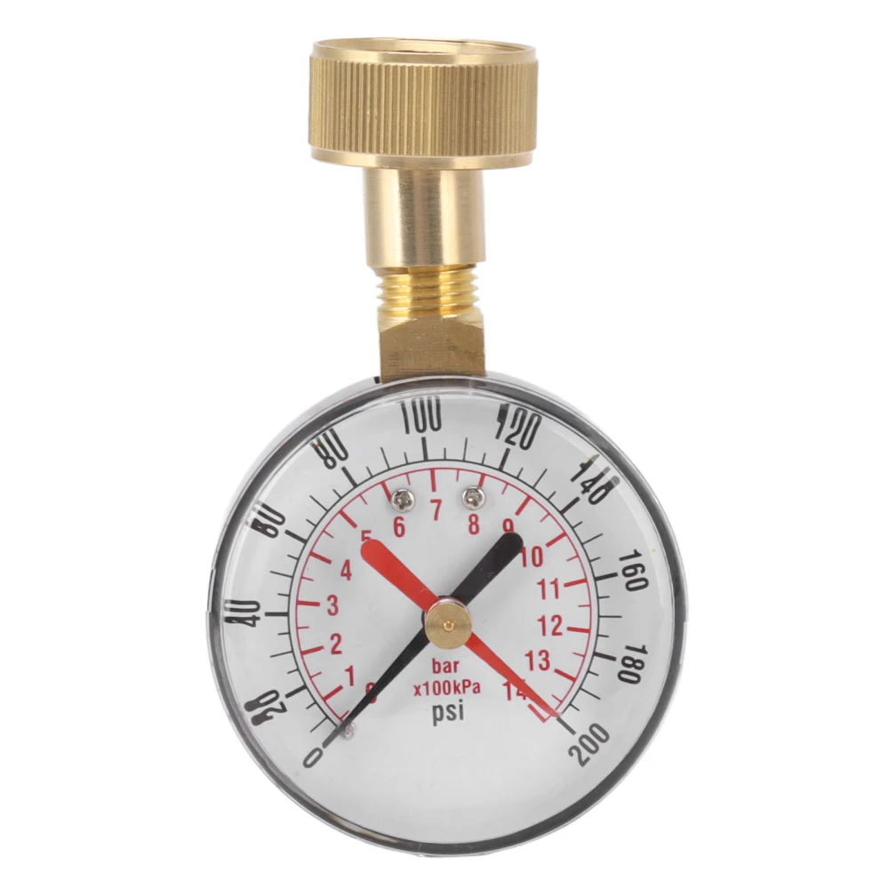 Water Pressure Gauge Aluminum Alloy Iron 0 to 200Psi Universal Water Pressure Test Gauge with 3/4 Female Hose Thread for Replacement