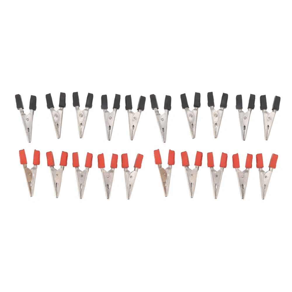 20 Pcs Crocodile Clip Red and Black 1cm Opening Electrical Test Clamp Stainless Steel Battery Cable Clips