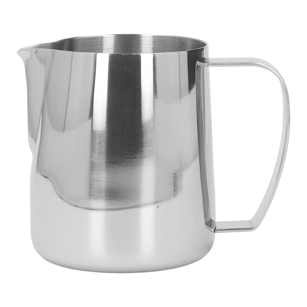 Milk Frothing Pitcher Thickened Stainless Steel Tip Mouth Milk Frother Cup Milk Steaming Pitcher 450ml Silver