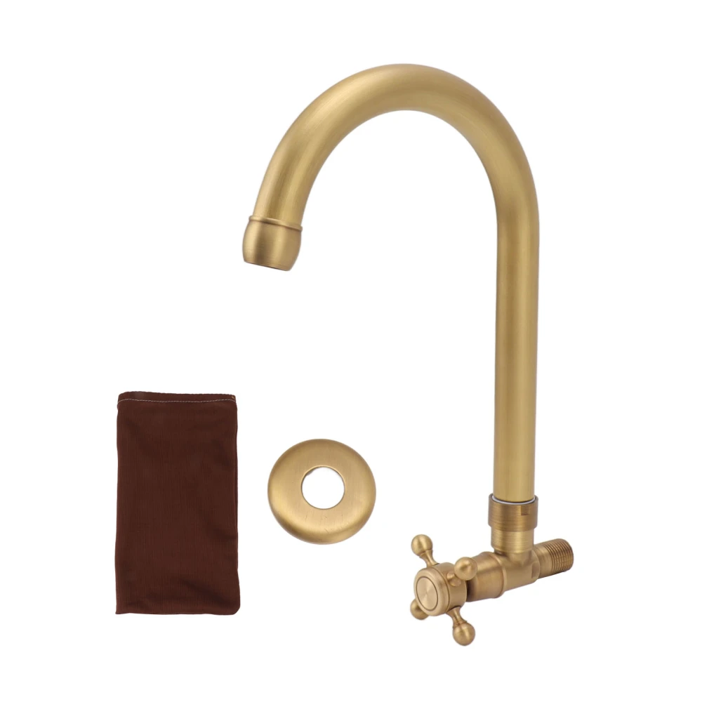 Antique Brass Basin Faucet with Cross Knob Single Handle Faucet Hot Cold Water Faucet for Kitchen Bathroom