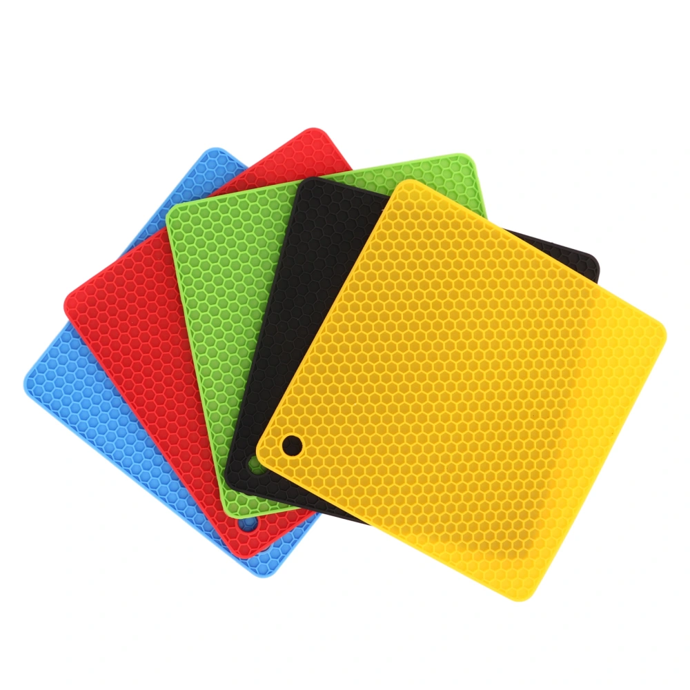 5PCS Square Silicone Trivet Mats Kitchen Heat Resistant Silicone Trivet Antislip Silicone Honeycomb Pad