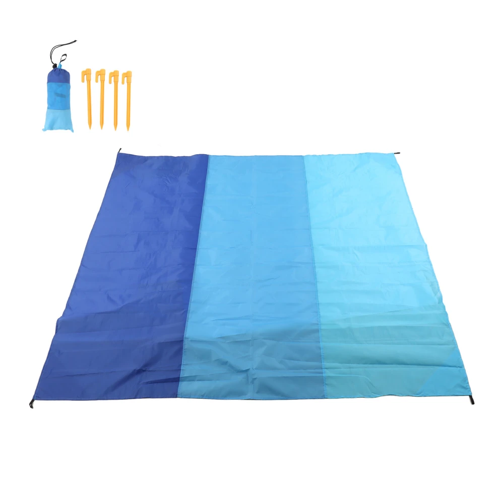 Portable Picnic Mat Waterproof Foldable Fashion Oversized Sand Prevention Beach Mat for Travel Camping Three Combinations of Treasure Blue