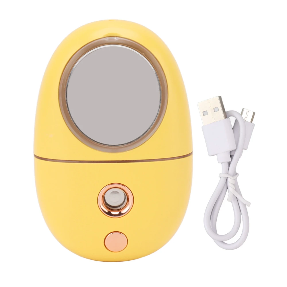 Handy Mini Mister Cute 35ml Portable Silent USB Rechargeable 200mAh Mist Sprayer with Mirror for Face Hydrating Yellow