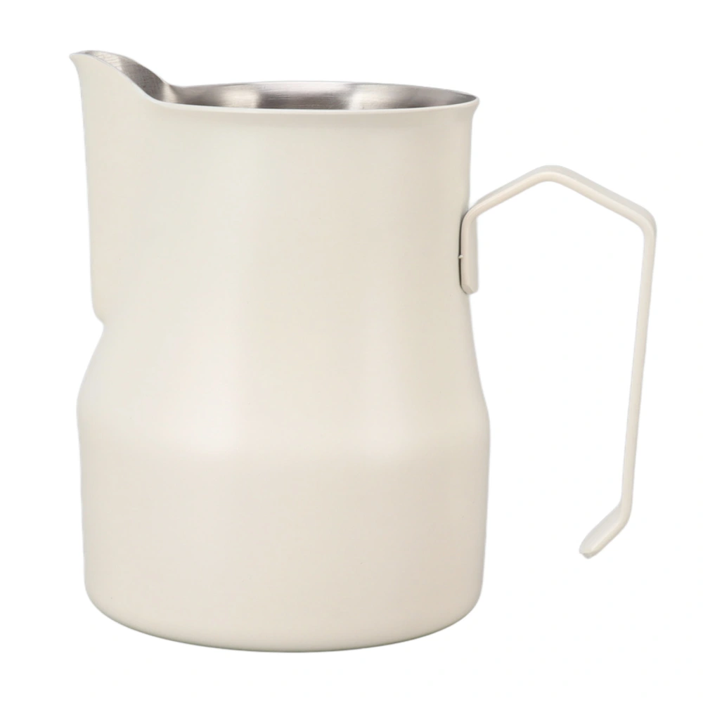 Milk Pitcher Cup 304 Stainless Steel Spout Mouth Scale Coffee Latte Pitcher Cup for Work Office Matte White 550ml