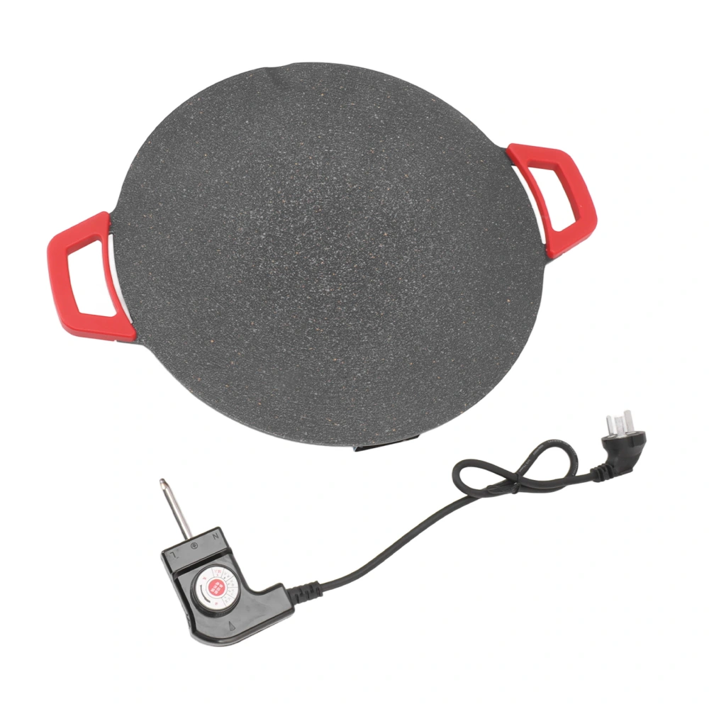 Korean Grill Pan Electric Round Comal BBQ Griddle Plate with Non Stick Coating AU Plug 220V Black