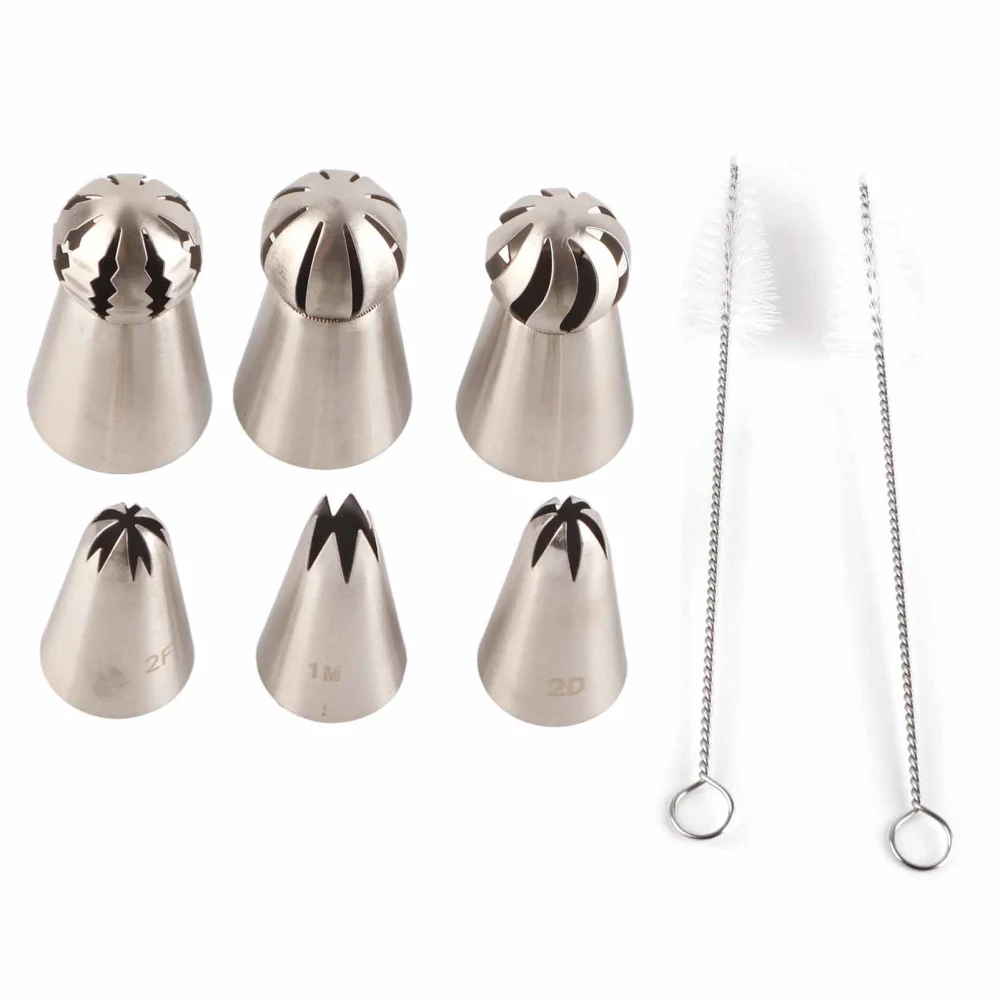 6PCS Baking Tip Stainless Steel Decorating Pastry Piping Nozzle Set for Cake Cupcake