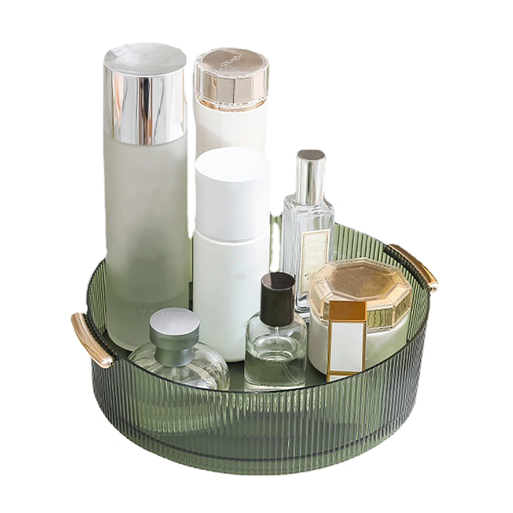 360 Rotating Cosmetic Organizer Texture Storage Rotating Makeup Desk Organizer with Handle for Bathroom Washroom Transparent Green