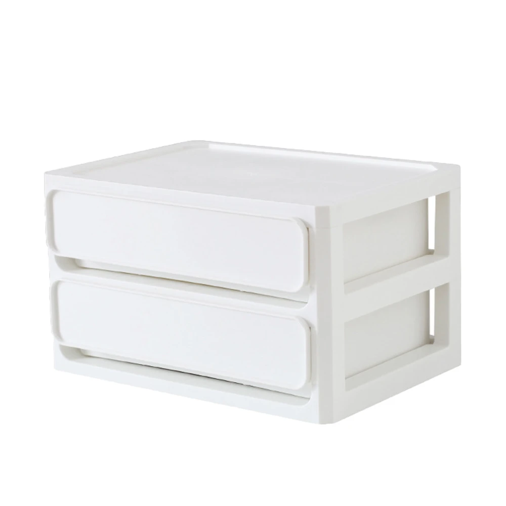 Storage Drawer Multi Layers Stackable Dustproof Desktop Storage Box Organizer for Student Dormitory Home Cosmetics 2 Layers White