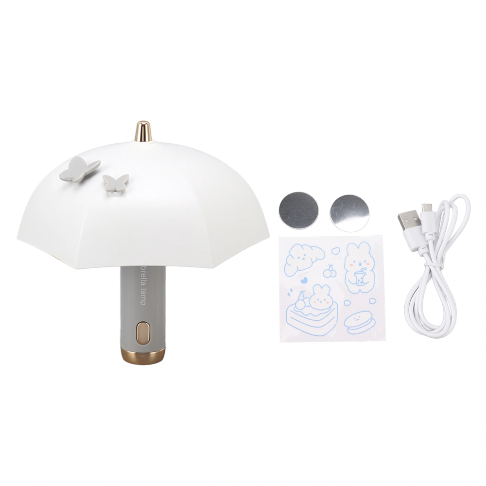 LED Bedside Lamp USB Rechargeable 3 Lighting Modes Umbrella Shape Night Light for Bedroom Study White