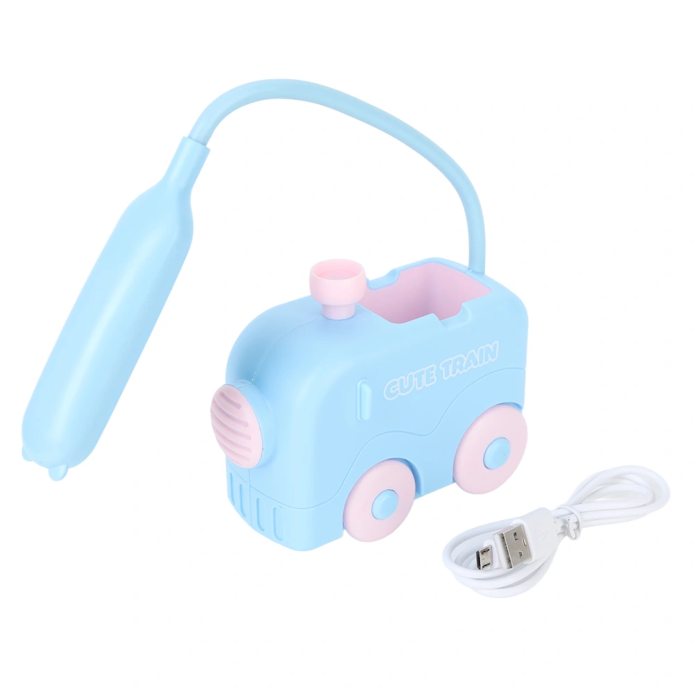 Mini Train LED Bedside Lamp Eye Protection Study Reading Light USB Charging with Pen Holder for Children Blue