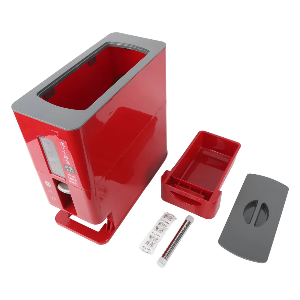 6kg Rice Dispenser Automatic Rice Dispensing Drawer Type Household Intelligent Grain Storage Box for Beans Grains Red