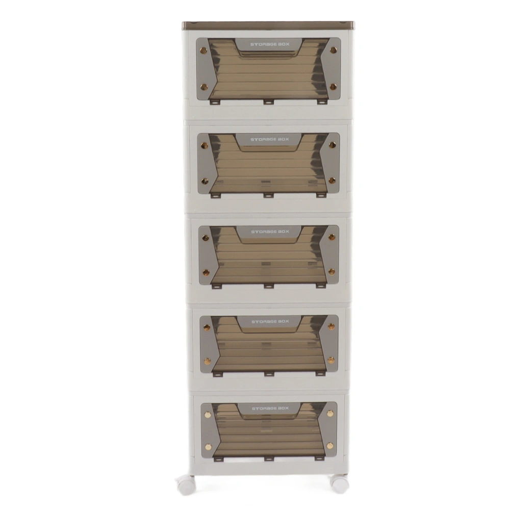 Stackable Folding Storage Box Bin with Bottom Wheels Foldable Storage Organizer Container 5 Layer